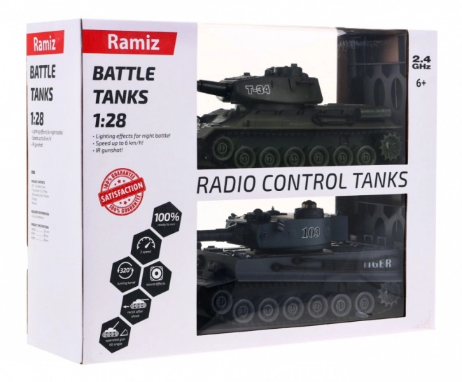 Remote Controlled Battle Tanks T-34 and Tiger for Kids 3+