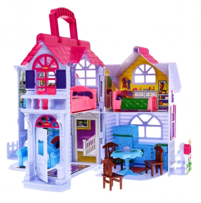 Foldable Dollhouse with Family Figures and Furniture