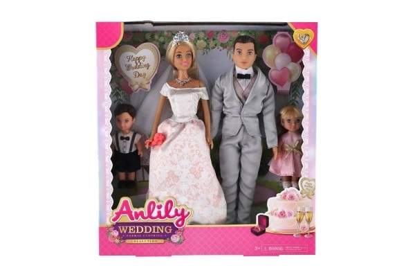 Bride and Groom Doll Set with Family