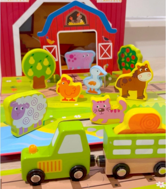 Dřevěná farma v kufříku Tooky Toy