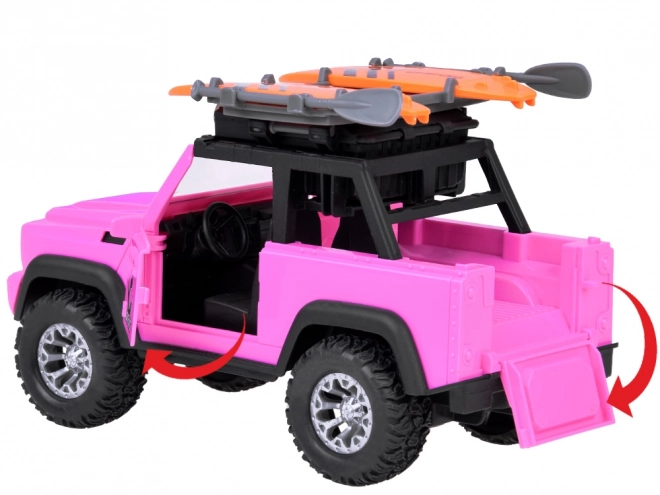 Pink Off-road Toy Car with Surfboards, Sounds, and Lights