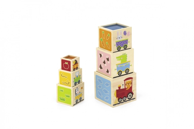 Wooden Stacking Blocks with Animals and Train