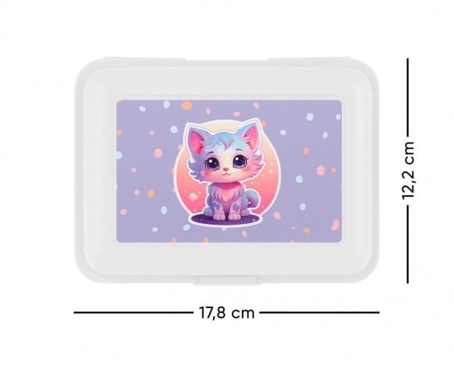 White Lunch Box with Pets Design