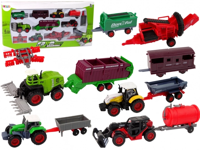 Farm Vehicle Set with Metal Tractors