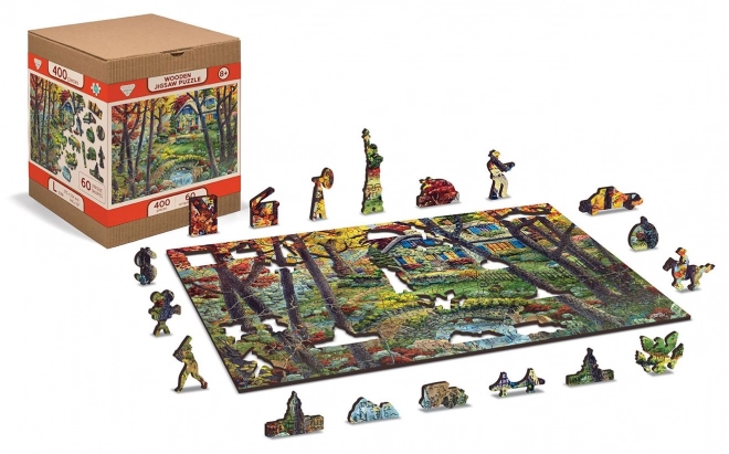 Wooden Forest Cabin Puzzle 2-in-1