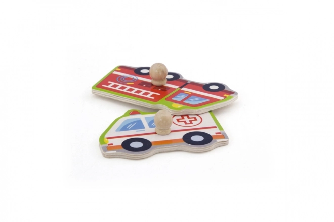 Viga Holzpuzzle mit Geräuschen Fahrzeuge