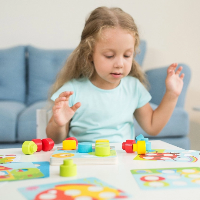 Colorful Wooden Mosaic Game with Large Pegs