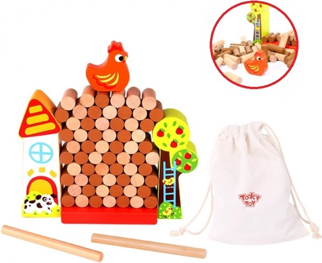 Tooky Toy Dřevěná Hra Spadni Kura Farma