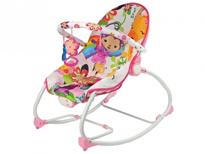 2-in-1 Pink Baby Rocker with Music and Vibration