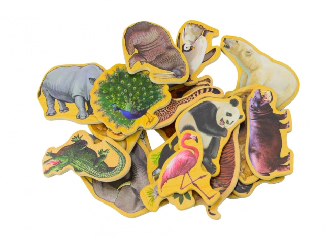 Safari Wild Animals Wooden Magnets Set