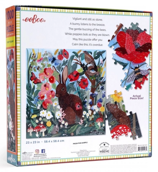 Eeboo hare and poppies square puzzle