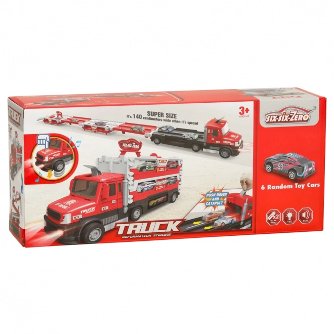 Toy Transporter Truck with Track and Cars