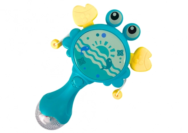 Musical Rattle Drum Blue Crab for Kids with Lights and Melodies