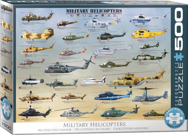 Military Helicopters 500 Piece Puzzle