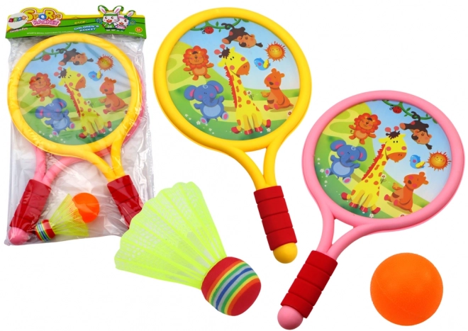 Children's Animal-Themed Badminton Rackets Yellow Pink