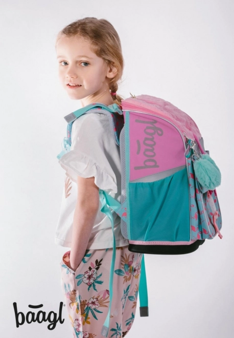 Baagl School Backpack Zippy Flamingo