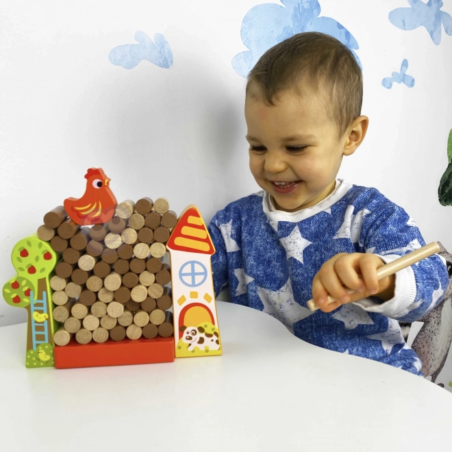 Tooky Toy Dřevěná Hra Spadni Kura Farma