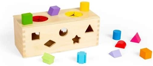 Bigjigs Toys Scatola enigmatica in legno per l'inserimento e la classificazione delle forme