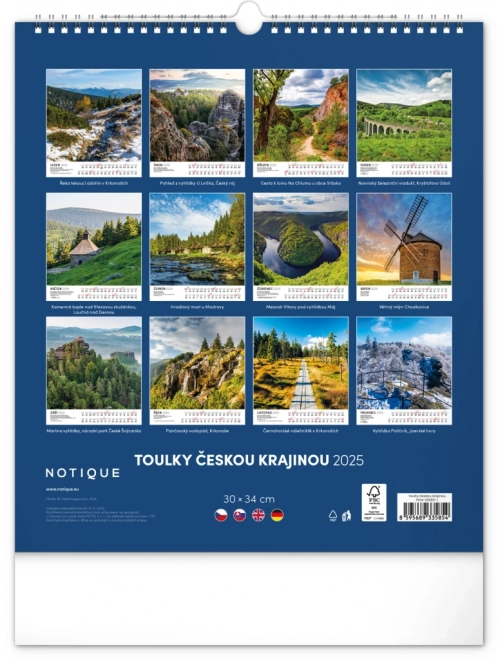 Wall Calendar Tour of Czech Landscapes 2025