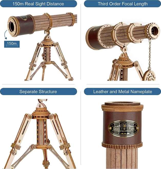 Robotic 3D Wooden Mechanical Puzzle Pirate Telescope