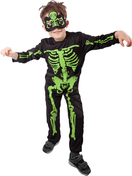 kids' neon skeleton costume – size M
