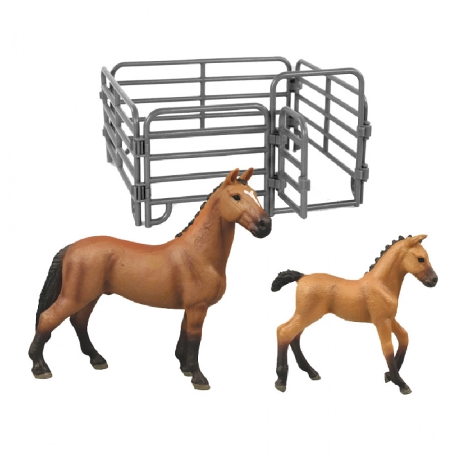 Horse and Foal Set with Fence