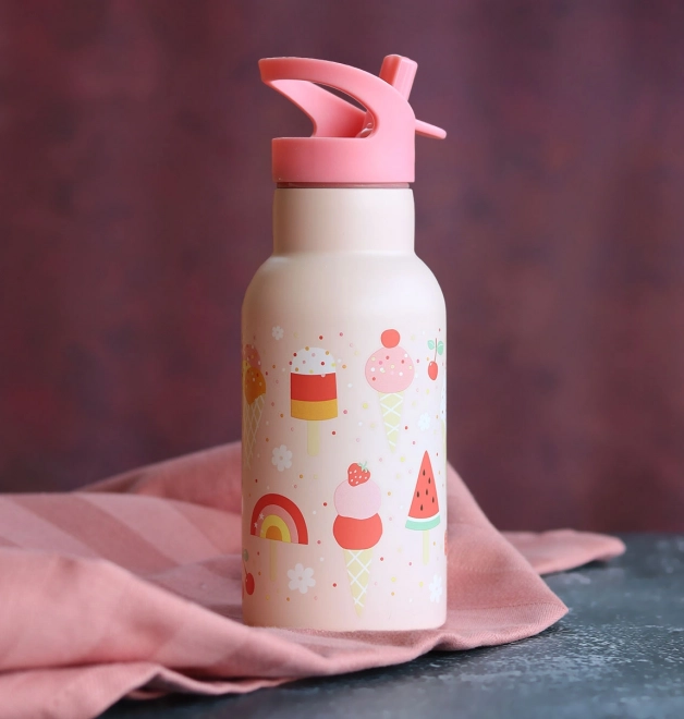 Stainless Steel Water Bottle with Ice Cream Design