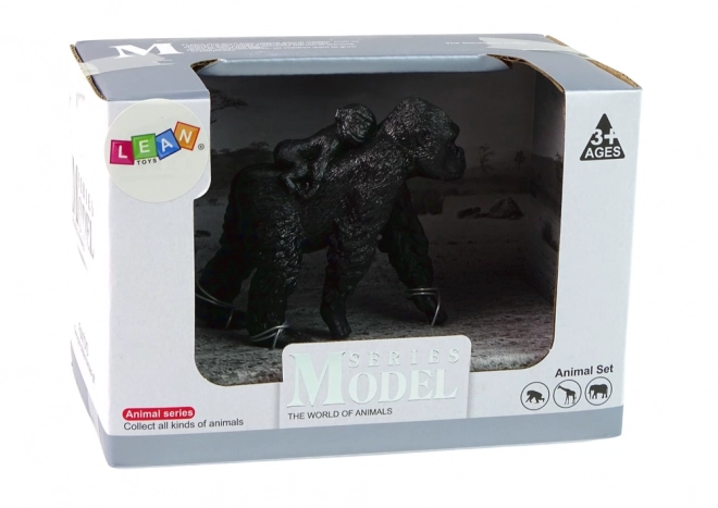 Gorilla With Baby Animal Figurine Set