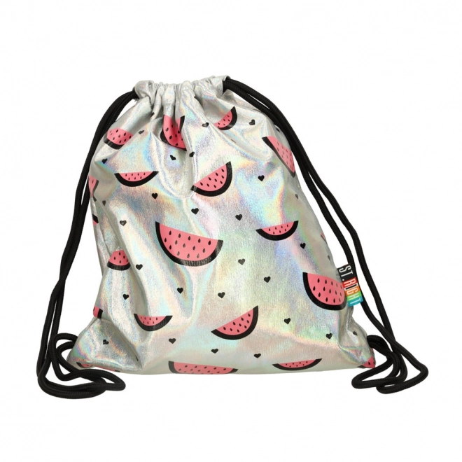 Bambino Drawstring Backpack Black-Gold Holographic