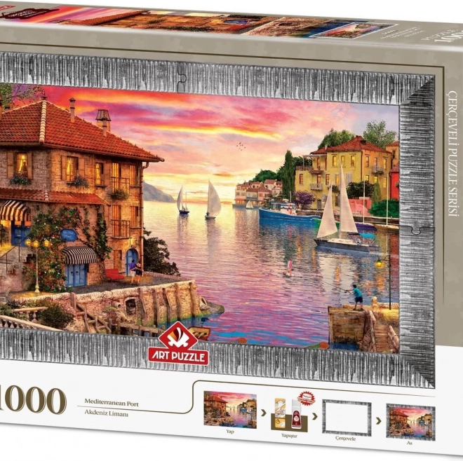 Puzzle with Frame and Glue Mediterranean Harbor 1000 Pieces