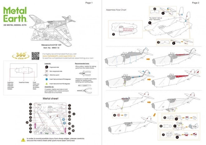 Metal Earth 3D Puzzle Messerschmitt BF-109 Airplane