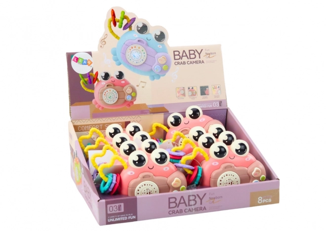 Crab Camera Rattle Projector Sounds Pink Battery