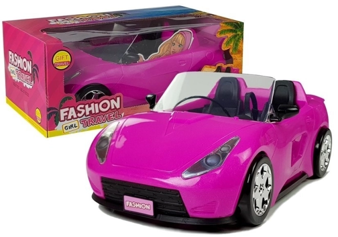 Roze cabrio-speelgoedauto voor poppen 34 cm