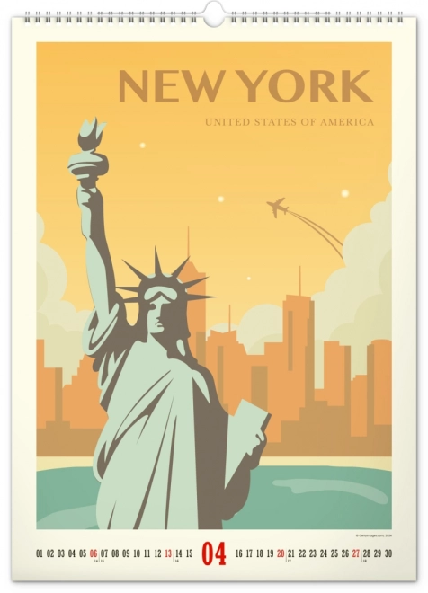 Wall calendar travel posters - world cities 2025