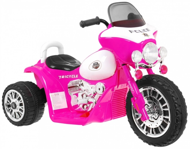 Children's Battery Operated Chopper Motorcycle Pink with 3 Wheels, Sounds, LED Lights