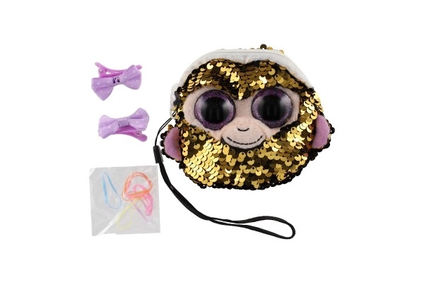 Girls' Animal Sequin Fabric Wallet with Hair Accessories