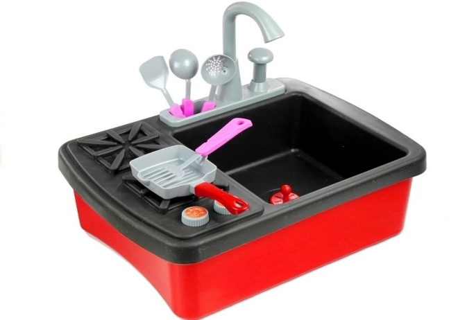 Toy Kitchen Set with Sink and Accessories