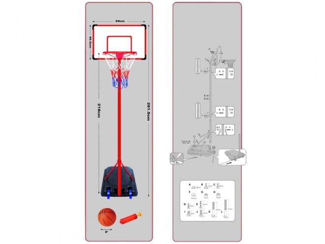 Basketball Hoop with Stand, Ball and Pump Set