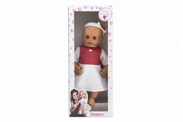 Blinking Hamiro Doll with White and Red Polka Dot Dress