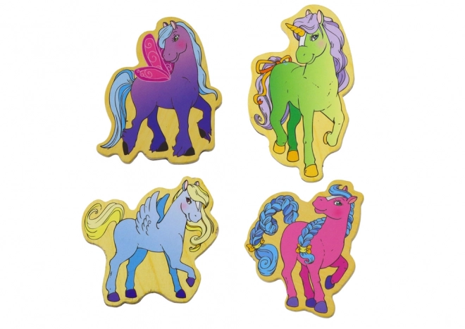 Colorful Unicorn Wooden Magnet Set