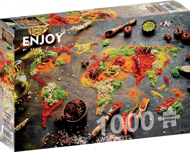 Enjoy puzzle world map made of spices 1000 pieces