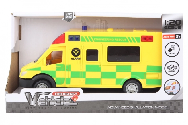 Yellow Battery-Powered Ambulance Toy