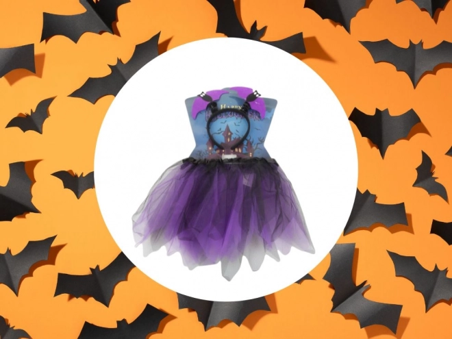Halloween Costume Skirt Bat Headband Black and Purple