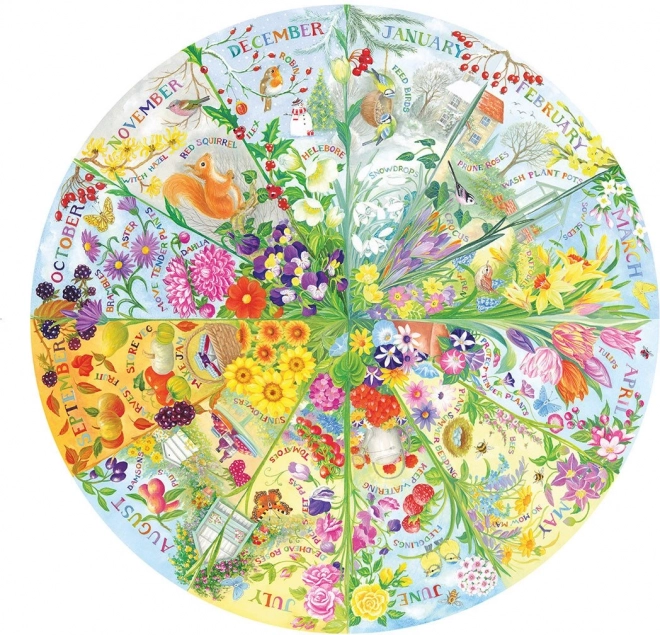 Gibsons round puzzle year in the garden 500 pieces
