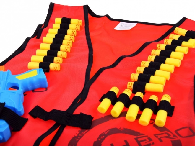 Nerf Warrior Vest Set with Foam Bullets – Red