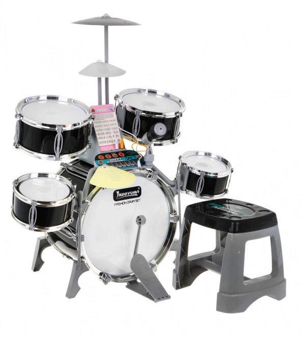 Musical Set: Drum Kit with Keyboard and Microphone for Kids 3+ with Light-Up Drums