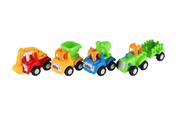 Plastic Farm and Construction Vehicles Set with Pull-Back Action