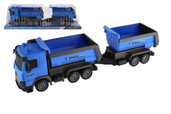 Plastic Cargo Truck With Trailer 50cm with Pull-Back Feature