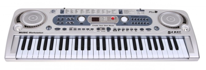 Silver Kids Keyboard with Microphone and Recording Function