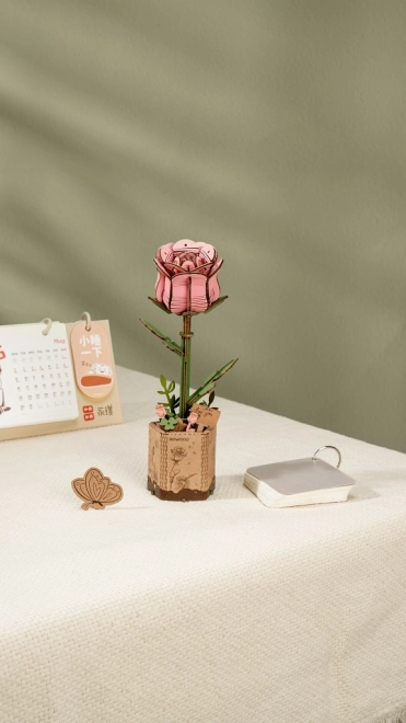 Wooden 3D Puzzle Pink Rose